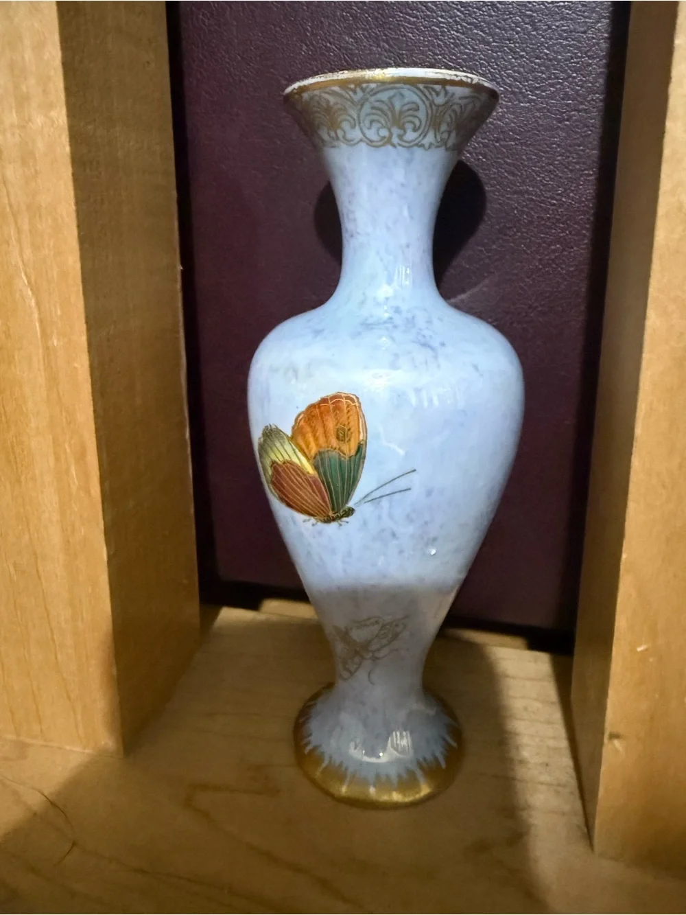 Art Deco Carlton Ware Armand Blue Butterfly Lustre Vase 1920s Antique - Picture 2 of 10